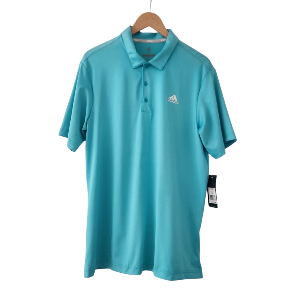 NWT ADIDAS Solid Polo in Semi Mint Rush SPF 50 Size Medium